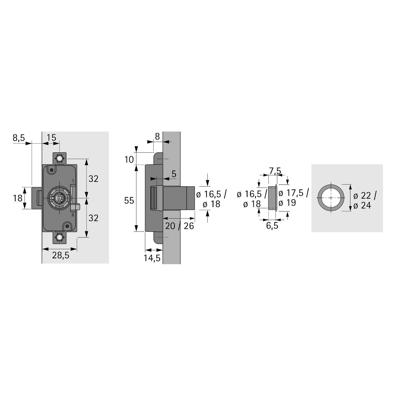 Hettich Zylinderdrehstangenschloss Prestige 2000 (913391000)