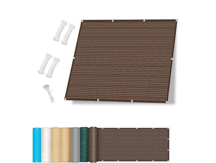 Markisenstoff 2.8 x 3.8 m Rechteckig Segel Baldachin Segeltuch mit Ösen UV Schutz Wetterbeständig Ohne Bohren für Balkon Garten, Braun