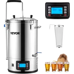 VEVOR Bierbrauanlage 30 L (Brauvolumen), Maischekessel mit Pumpe, Elektrisches Brühsystem zum Bierbrauen, 100-2500 W Braukessel, Automatischer/Manueller Modus Rezeptspeicher Timer Temperaturregelung