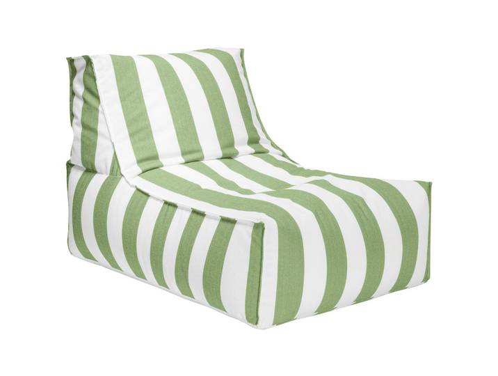 Outdoorsitzsack, Grün, Weiß, Streifen, 280 l, Füllung: Polystyrol, 65x65x100 cm, Outdoor, Reißverschluss, Wohnzimmer, Sessel, Sitzsäcke, XXL Sitzsäcke