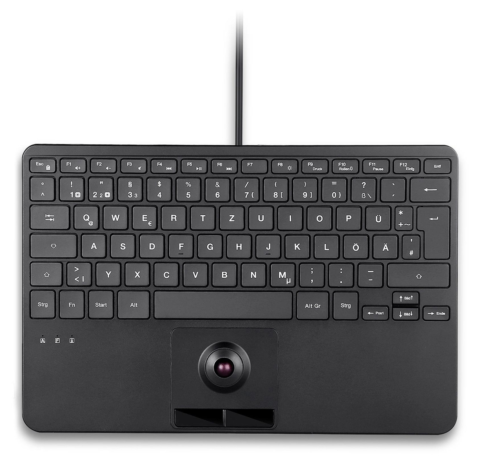 Perixx PERIBOARD-427 H DE USB-minitoetsenbord met trackball en achtergrondverlichting
