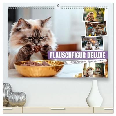 FLAUSCHFIGUR DELUXE Jeden Monat ein Häppchen Humor (hochwertiger Premium Wandkalender 2026 DIN A2 quer), Kunstdruck in Hochglanz