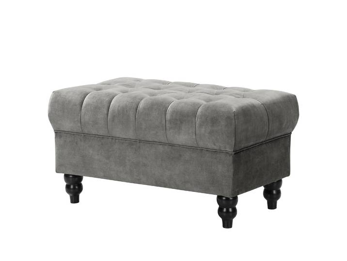 Repose-pieds Lovis 90 x 49 x 51cm Gris Velours Tomi: Gris