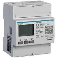 Hager, Energiemessgerät, Energiezähler 3phasigECP382Ddirekt 80A 4M S0 MID (ECP382D)