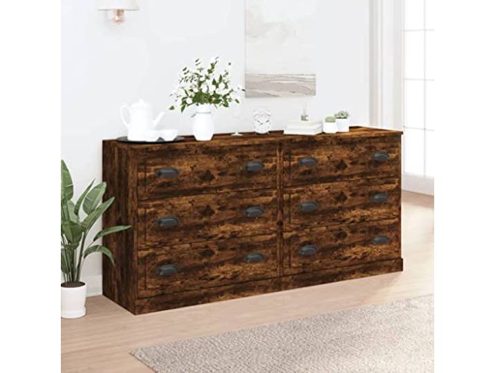RJPLMFV Anrichte, 2-teilig, Eiche, Holz Geräumige Aufbewahrung, glatte Oberfläche, Wandbefestigung inklusive, für Wohnzimmer und Wohnzimmer