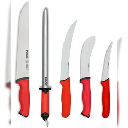Pirge Metzgermesser Set für Messer Shop - Schlachtermesser Set 5 TLG - 25 cm Metzgeresser - 21 cm Ausbeinmesser