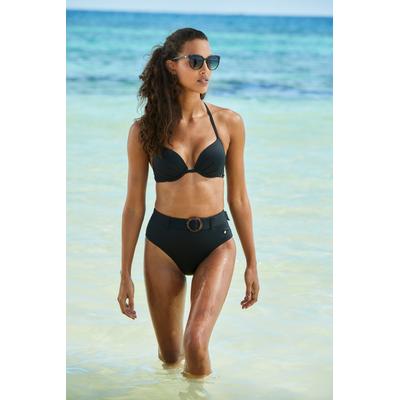 Push-Up-Bikini-Top S.OLIVER "Rome", Damen, Gr. 34, Cup C, schwarz, Microfaser, Polyamid, unifarben, Bikini-Oberteile, in verschiedenen Unifarben