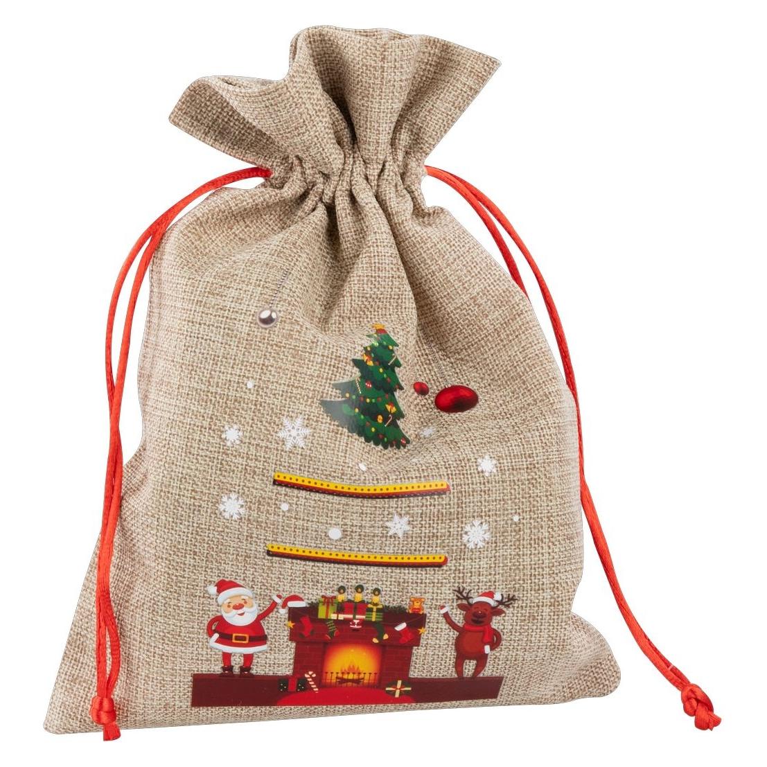 Idena Weihnachtsgeschenksack Tannenbaum Kamin 30x40cm (1x) (49287787)
