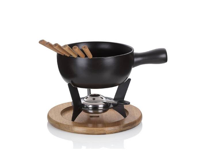 kela Fondue Country, Käsefondue, Caquelon aus feuerfester Keramik, 6 Fonduegabeln