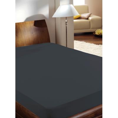 Spannbettlaken PRIMERA "Luxus-Satin", schwarz, B:150cm L:200cm, Satin, Obermaterial: 100% Baumwolle, Bettlaken, Spannbettlaken, in hochwertiger Qualität