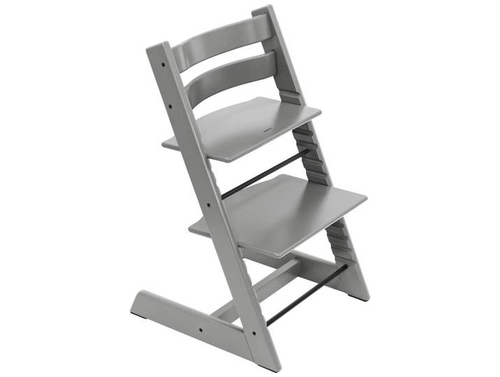 Stokke Hochstuhl, Grau, Holz, Buche, massiv, Hartholz, 46x79x49 cm, Fussstütze verstellbar, Sitzfläche verstellbar, speichel- und schweissechte Lackierung, höhenverstellbar, Baby- und Kindermöbel, Babyzimmer, Hochstuhl