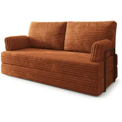 BETTSOFA SILAR aus Schaumstoff Kordstoff Braun Schlaffunktion