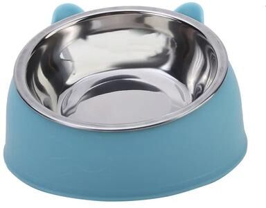 Uplift Essentials Ergonomic Inclined Stainless Steel Pet Feeding Bowl blue