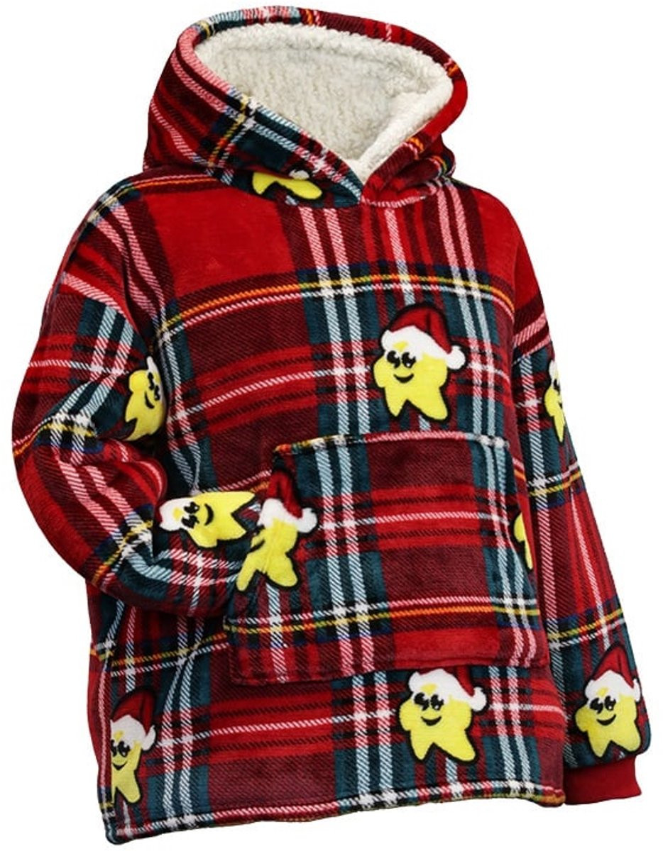 Unique Living Hoodie Xmas Lucy Plaid - Rood - 60 x 67 cm