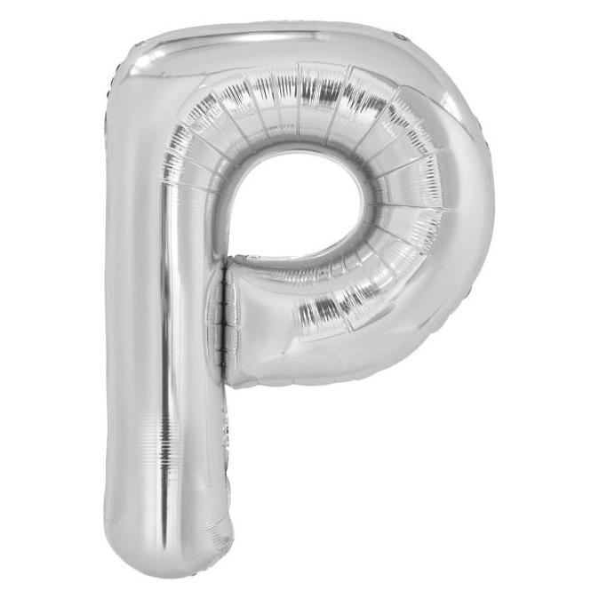 Amscan Buchstabenballon P Silber - 86cm (1x) (9909565)