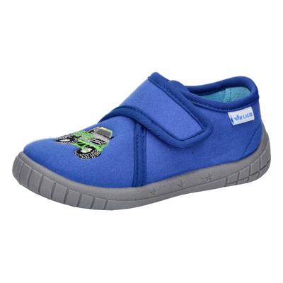 Hausschuh LICO "Hausschuh Cookie Boy", Mädchen, Gr. 23, Textil, blau, Synthetik, Schuhe Hausschuh