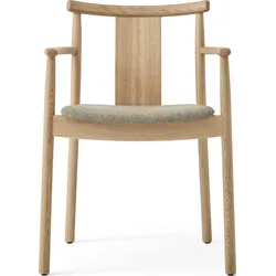 Merkur Stuhl grau-beige natürliche Eiche mit Armlehnen mit gepolstertem Sitz