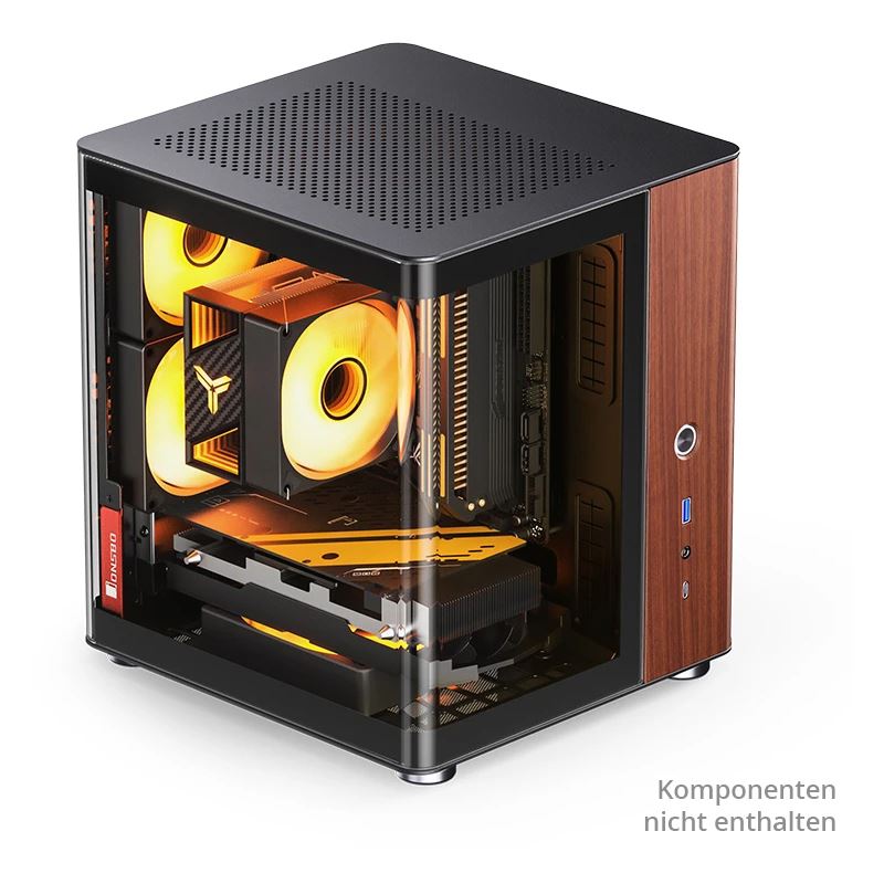 Jonsbo TK-0 PC Gehäuse, Mini-Tower, Mini-ITX, Tempered Glass, Holz - schwarz