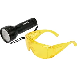YATO YT-08581 UV-Taschenlampe + Schutzbrillen-Set mit 51 LEDs