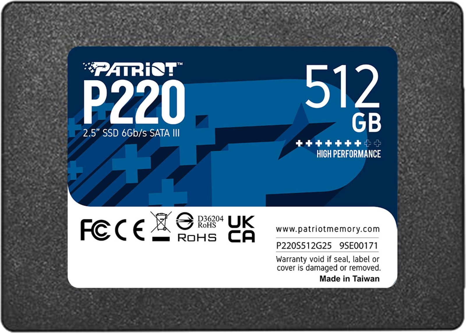 Patriot Memory P220 SSD 512 GB SATA III 6 Gb/s 2,5 inch zwart
