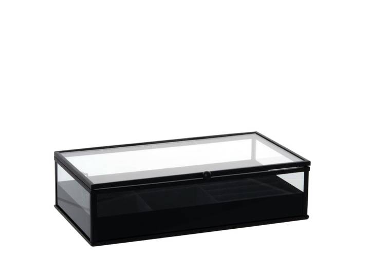 Schmuckkästchen aus Glas und schwarzem Eisen