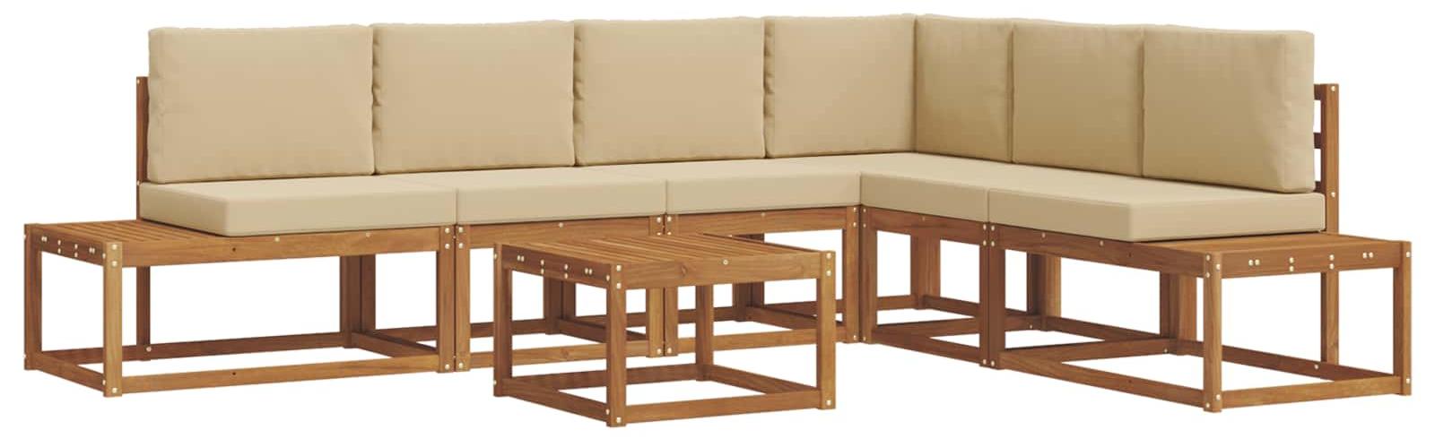 vidaXL 7 stk. Outdoor-Sofagarnitur Massives Akazienholz und Polyester