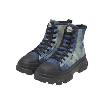 Stiefel BUFFALO "Buffalo cade lace up hi", Damen, Gr. 38, blau, Kunstfaser, unifarben, Schuhe Stiefel