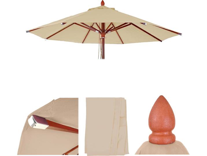 Ersatz-Bezug für Gastronomie Holz-Sonnenschirm HWC-C57, Sonnenschirmbezug, rund Ø4m Polyester creme