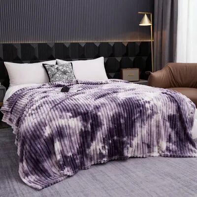Shop Station Tie Dye Flannel Fleece Blanket Soft Warm Throw Blanket For Bed, Couch & Sofa grpe Purple 27.56 39.37 In