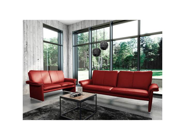 Sofa Capri 2-Sitzer Rot/Rot Echtleder Mabel 164 x 90 x 88cm Modern