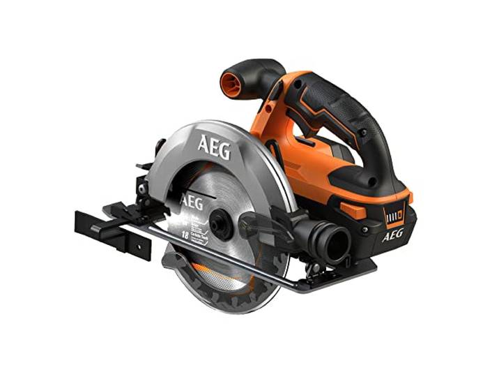 AEG Scie Circulaire PRO18V Base Aluminium BKS18C2-0 (Sans batterie) Carter et semelle en aluminium\, conception légère\, maniable et compacte\, coupe du bois et des panneaux en atelier\, chantier