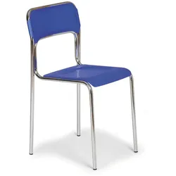 Esszimmerstuhl aus Kunststoff ASKA, blau, Chromfüße