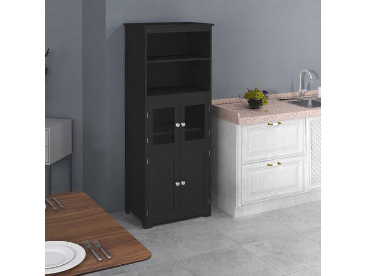 HOMCOM Buffet Cuisine Noir 60x30x162cm Multi-Rangements