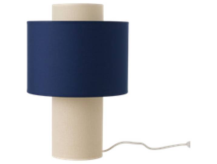 Lampe à poser tissu bleu et blanc Swan