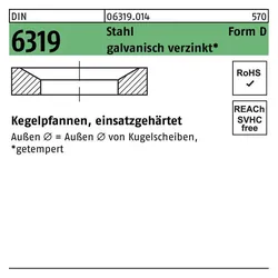 Schraubstock + Zwinge, Kegelpfanne DIN 6319 Form D D 35 x56x12 Stahl galvanisch verzinkt