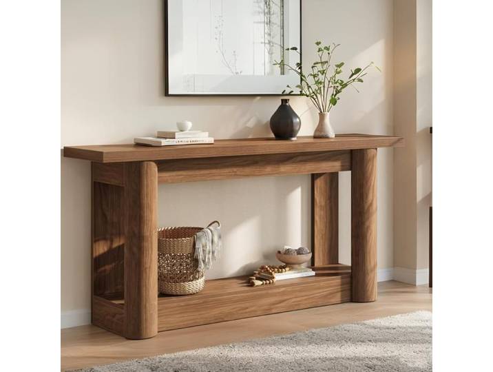 Console d'entrée TOPESCT étroite longue à deux niveaux meuble d'appoint pour couloir salon entrée