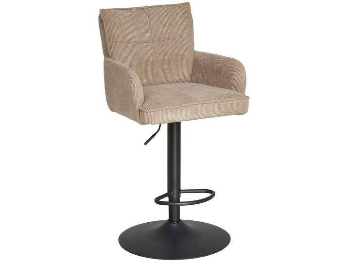 Livetastic Barhocker, Grau, Schwarz, Metall, Textil, rund, 57x100-121x57 cm, Sitzfläche 360° drehbar, Esszimmer, Barmöbel, Barhocker