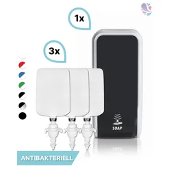 SET: Schaumseifenspender SENSOR, berührungslos Blanc Cosmos versch. Farben+3x 1-Liter Schaumseife antibakteriell - PRODUKTSET