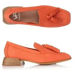 VIA MILANO Damen-Slipper echt Leder Accessoire vorne Absatz ca. 2,5cm