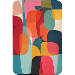 BADEMATTE Formen - Bunt - Abstrakt - Flugzeuge Rutschfest 60x90 cm