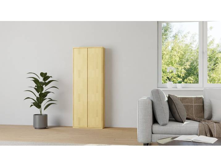 Hoher Bücherschrank geschlossen Buche Natur geölt