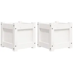 Helloshop26 - Pflanzkasten Hochbeet Blumenbeet Garten Terrasse 2er-Set massives weißes Kiefernholz 02_0039035