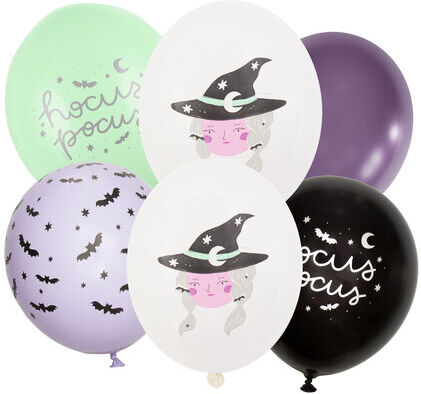 Luftballons "Halloween-Hexe", 30 cm Ø, 6 Stück