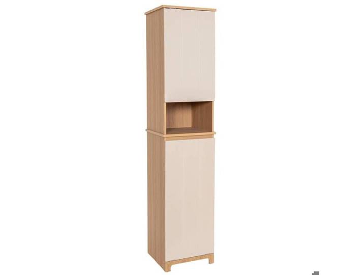 COLONNE MDF 2 PORTES + 1 ETAGERE + 1 PANIERE A LINGE INTEGREE - RIVOLI - Tendance