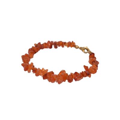 Armband FIRETTI "Schmuck Geschenk Steinarmband", rot (gelbgoldfarben, orangerot, orangerot), Armbänder, Damen, 20cm, Messing, Armband, Made in Germany - mit Granat, Karneol oder Rosenquarz