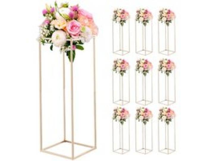VEVOR Hochzeitsblumenständer 280x280x800 mm, 10 Stk. Blumenhocker mit verdeckter Schraube, rechteckiger Pflanzenhocker für Hochzeiten, Partys, Geburtstage, Zuhause, Tischdekorationsständer, Roségold