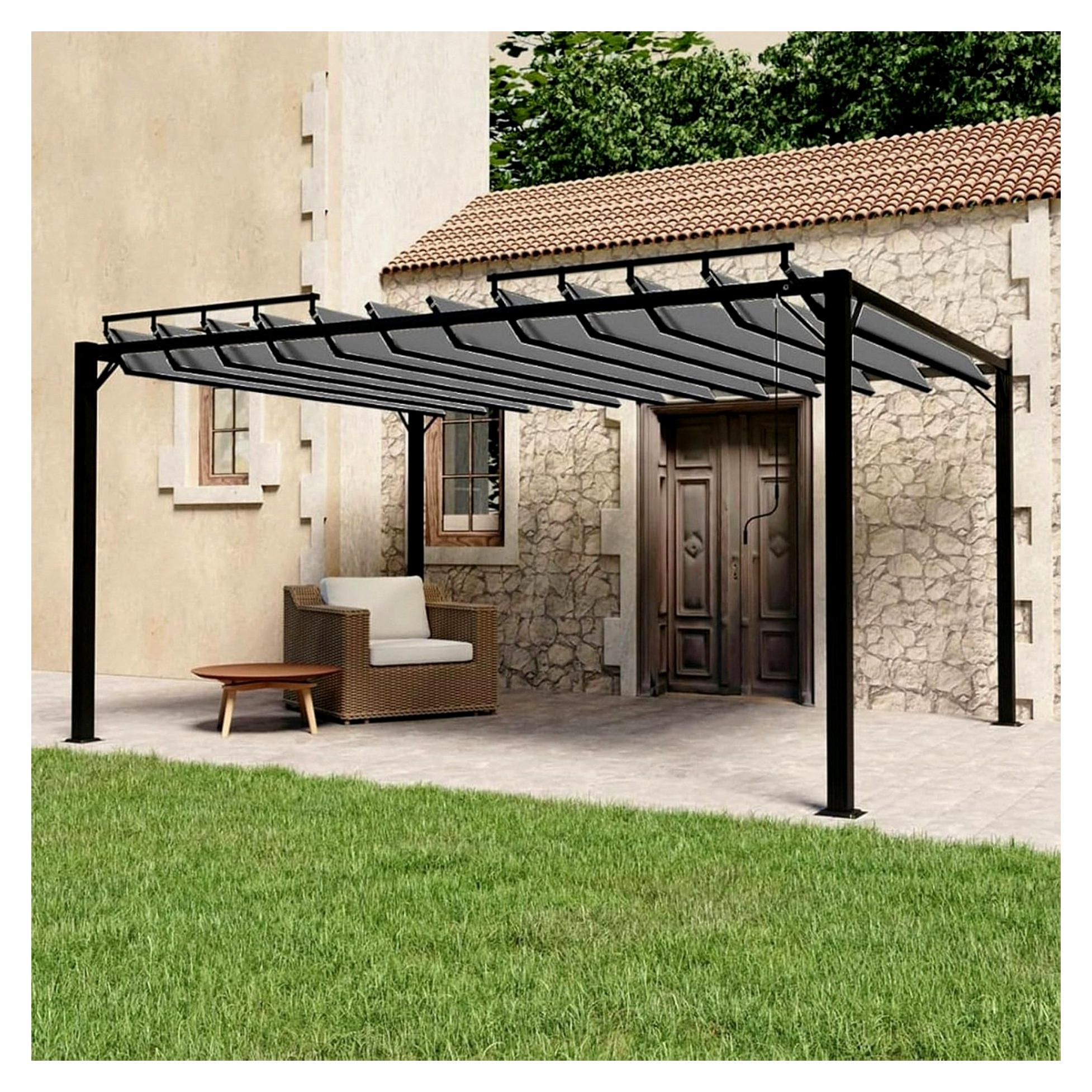 Pergola mit verstellbarem Lamellendach 3x4 m Anthrazit Aluminiumrahmen wasserabweisend für Garten Terrasse Poolbereich