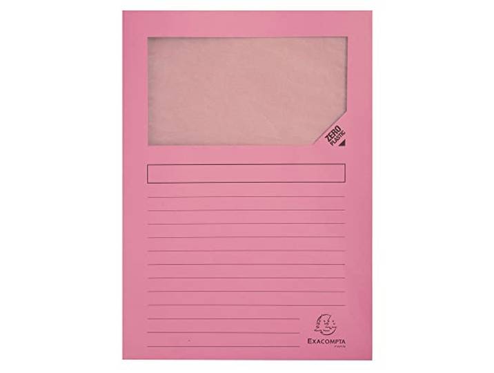 Exacompta 100 Chemises Fenêtre sans plastique Super Rose