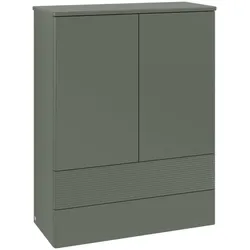 Villeroy und Boch Antao Highboard L47100HL mit Beleuchtung, 2 Türen, 814 x 1039 x 356 mm, Front mit Struktur, Leaf Green Matt Lacquer / Leaf Green Matt Lacquer