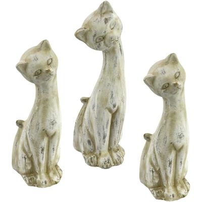 Tierfigur I.GE.A. "Antik-Keramikkatze", beige (natur), Keramik, Dekofiguren, (3er Set)